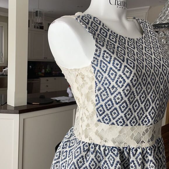 🎀 Sea New York navy and white lace cotton linen dress 10 NWT - Picture 3 of 8